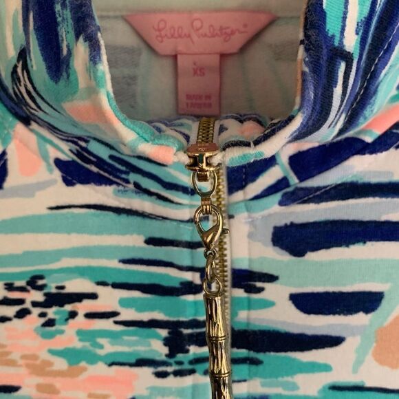 Lily Pulitzer Skipper Popover Sailboats Nautical 1/2 Zip Cotton Pullover Sz XS - Picture 4 of 12